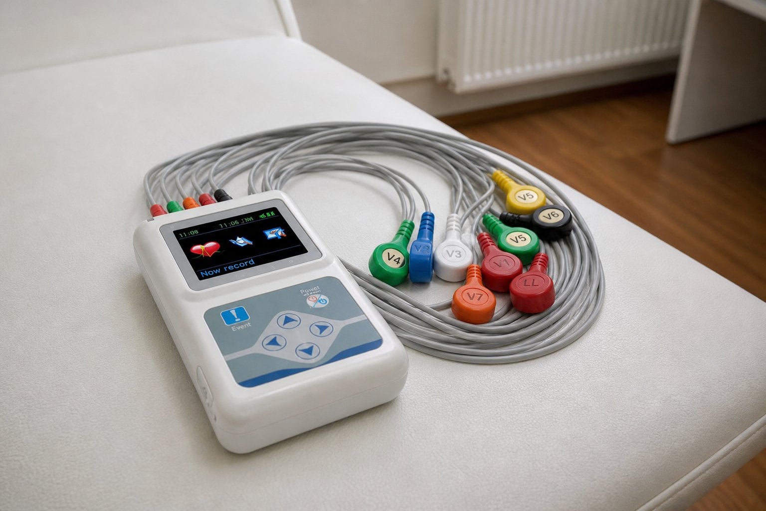 Holter EKG — dispozitiv portabil cu electrozi pentru monitorizare 24h